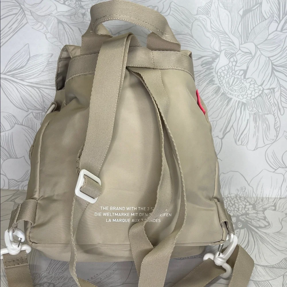 Adidas Originals Micro Beige Backpack with Pink Drawstring - Picture 3 of 7